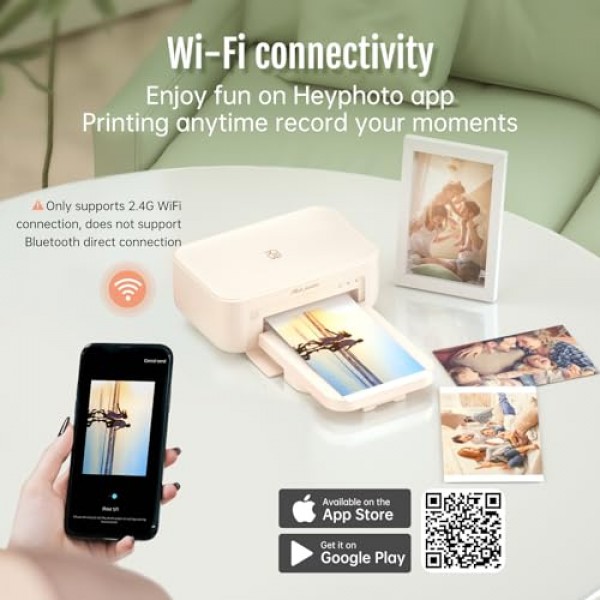 HPRT 포토 프린터 4x6, iPhone, Android, 스마트폰용 Wi-Fi 무선 인스턴트 포토 프린터, 열전사 염료 승화 프린터, AR 비디오 인쇄, 가정용 휴대용 포토 프린터
