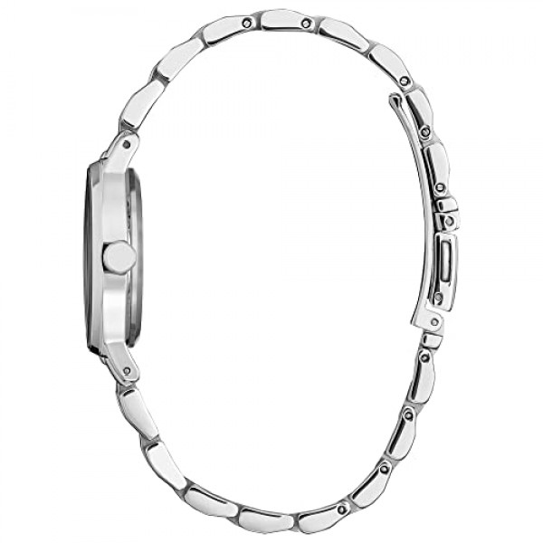 Citizen 여성용 에코드라이브 Axiom 실버 스테인레스 스틸 시계, 블루 자개 다이얼, 28mm (모델: EM0731-54N)