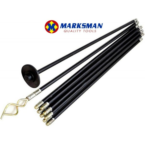 12 x Pcs Marksman 드레인 로드 세트 전문 헤비 듀티 차단 해제 플런저 이중 웜 나사 9M 차단되지 않은 배수 파이프 청소 거터 도로 차단기 영국 무료 P&P