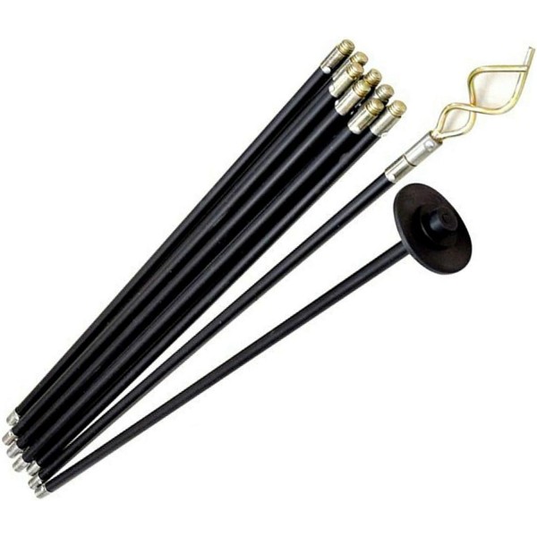 12 x Pcs Marksman 드레인 로드 세트 전문 헤비 듀티 차단 해제 플런저 이중 웜 나사 9M 차단되지 않은 배수 파이프 청소 거터 도로 차단기 영국 무료 P&P