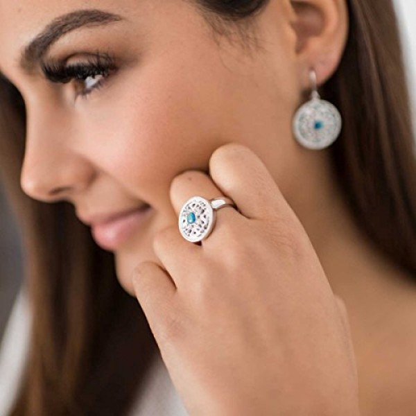 Materia #SO-339 여성용 귀걸이 925 실버 아프리카 에나멜 청록색 지르코니아 로듐 도금 상자 포함, 큐빅 지르코니아 에나멜 지르코니아