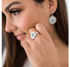 Materia #SO-339 여성용 귀걸이 925 실버 아프리카 에나멜 청록색 지르코니아 로듐 도금 상자 포함, 큐빅 지르코니아 에나멜 지르코니아