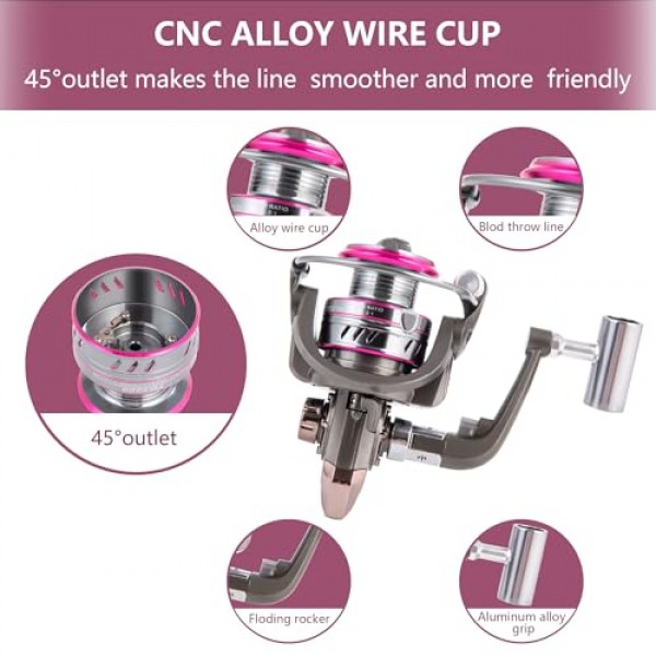 바닷물 낚시 릴, 스피닝 릴 스테인레스 스틸 볼 베어링, 크기 1000은 얼음 낚시에 적합하며 P26.5LB 탄소 섬유 드래그로 매우 부드럽습니다.