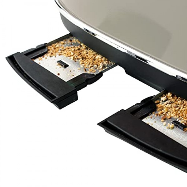 Haden DORSET, 브라우닝 조절 조절 및 취소, 해동 및 재가열 설정 기능이 있는 스테인리스 스틸 레트로 토스터(퍼티, 4슬라이스)