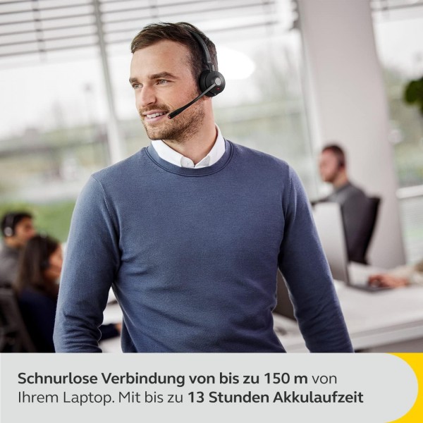 Jabra Engage 55 무선 스테레오 헤드셋(Link 400 USB-A DECT 어댑터 포함) - 잡음 제거 마이크, 장거리, 청력 보호 - MS Teams 인증 - 블랙 USB-A 스테레오 MS