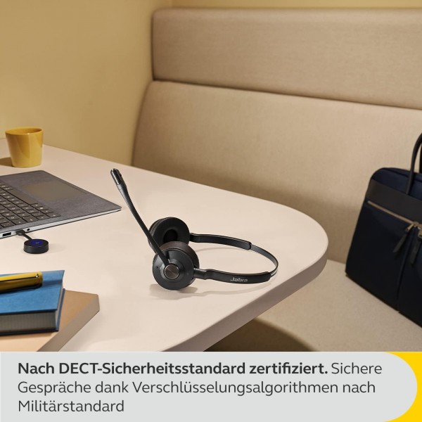 Jabra Engage 55 무선 스테레오 헤드셋(Link 400 USB-A DECT 어댑터 포함) - 잡음 제거 마이크, 장거리, 청력 보호 - MS Teams 인증 - 블랙 USB-A 스테레오 MS