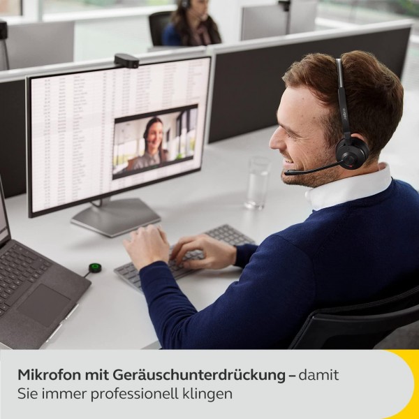 Jabra Engage 55 무선 스테레오 헤드셋(Link 400 USB-A DECT 어댑터 포함) - 잡음 제거 마이크, 장거리, 청력 보호 - MS Teams 인증 - 블랙 USB-A 스테레오 MS