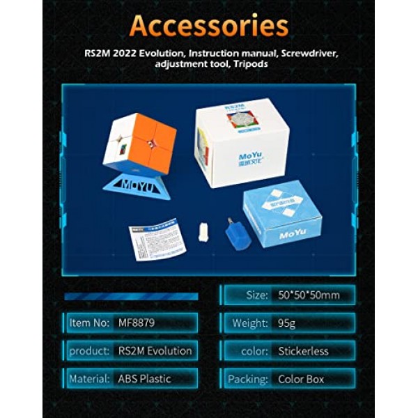 CuberShop Moyu RS2M 2022 Evolution 2x2 자기 속도 큐브, Moyu RS2M 2020의 RS2M Evolution Professional 업그레이드 버전, Moyu RS2M Evo 2022 업그레이드된 RS2M Pro 버전