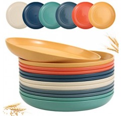 SGAOFIEE 12 팩 9인치 경량 밀짚 접시, 전자레인지 및 식기 세척기 안전 BPA가 없고 건강한 밀짚 접시, 깨지지 않는 깊은 저녁 식사 접시