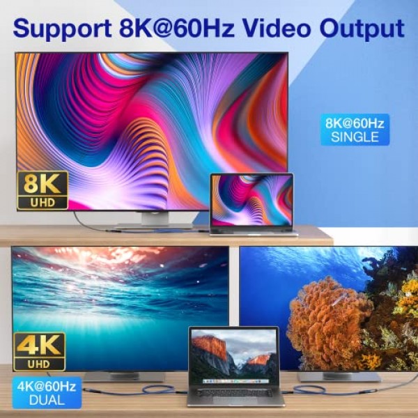 ULT-WIIQ USB4 연장 케이블 0.65FT, Thunderbolt 3 및 4 연장 케이블, 40Gbps 전송