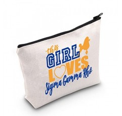 POFULL 1922 여학생 클럽 도구 선물 그리스 여학생 클럽 여성을위한 선물 이 소녀는 시그마를 사랑합니다 감마 로 화장품 가방 (이 소녀는 시그마 가방을 사랑합니다)
