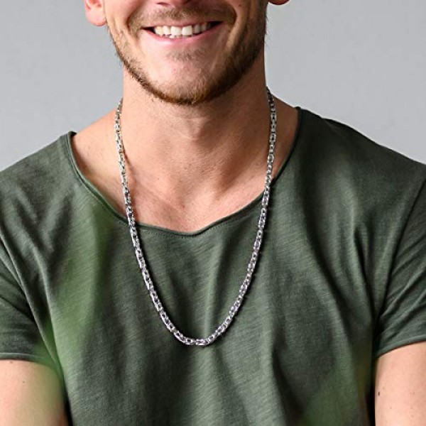 Materia #K35 남성용 목걸이 5 mm 4겹 다이아몬드 코팅 및 로듐 도금 925 실버 45 50 55 60 70 80 cm