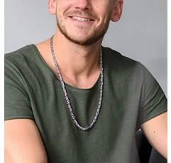 Materia #K35 남성용 목걸이 5 mm 4겹 다이아몬드 코팅 및 로듐 도금 925 실버 45 50 55 60 70 80 cm