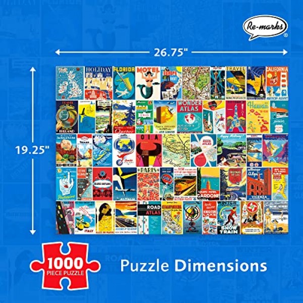 모든 연령대를 위한 Re-marks Travel Atlas 레트로 1000피스 직소 퍼즐
