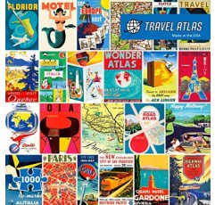 모든 연령대를 위한 Re-marks Travel Atlas 레트로 1000피스 직소 퍼즐