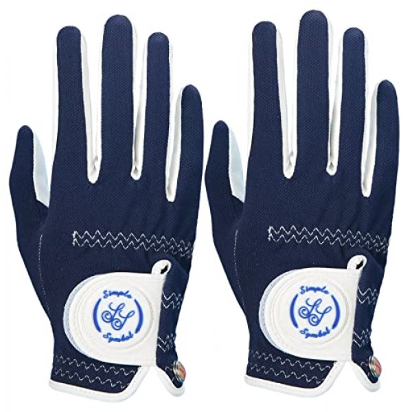 SIMPLE SYMBOL 남성용 RainGrip 골프 장갑 2팩, 덥고 습한 날씨의 편안함,(왼쪽 손 2개 또는 오른쪽 손 2개 또는 1쌍) 흰색/녹색/네이비 블루/회색 중에서 선택할 수 있는 4가지 