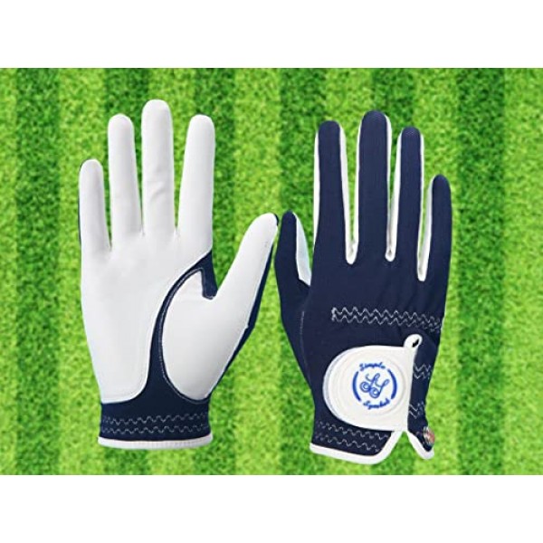 SIMPLE SYMBOL 남성용 RainGrip 골프 장갑 2팩, 덥고 습한 날씨의 편안함,(왼쪽 손 2개 또는 오른쪽 손 2개 또는 1쌍) 흰색/녹색/네이비 블루/회색 중에서 선택할 수 있는 4가지 