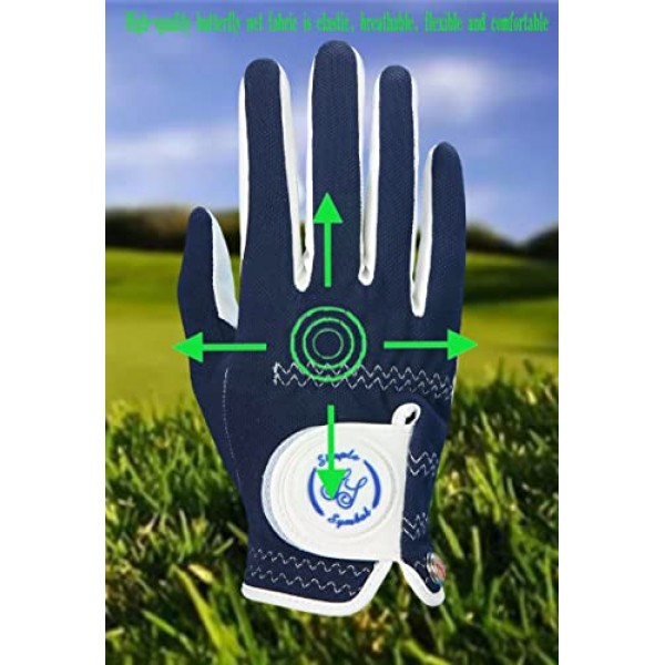 SIMPLE SYMBOL 남성용 RainGrip 골프 장갑 2팩, 덥고 습한 날씨의 편안함,(왼쪽 손 2개 또는 오른쪽 손 2개 또는 1쌍) 흰색/녹색/네이비 블루/회색 중에서 선택할 수 있는 4가지 