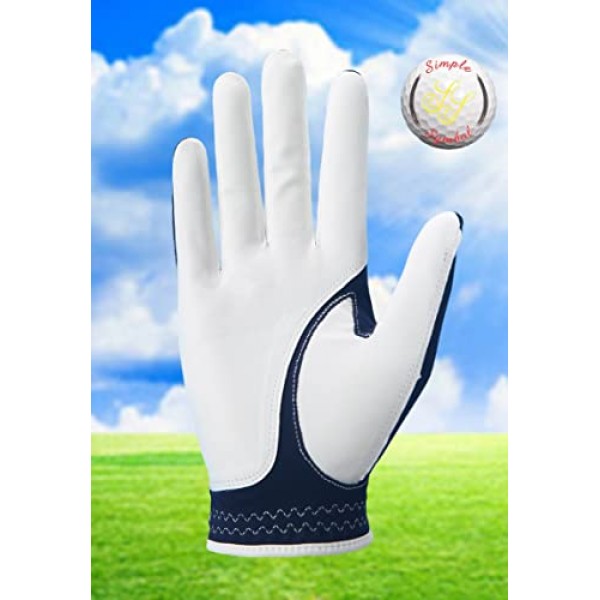 SIMPLE SYMBOL 남성용 RainGrip 골프 장갑 2팩, 덥고 습한 날씨의 편안함,(왼쪽 손 2개 또는 오른쪽 손 2개 또는 1쌍) 흰색/녹색/네이비 블루/회색 중에서 선택할 수 있는 4가지 