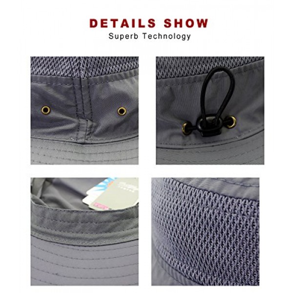 EONPOW 낚시 모자 방풍 UPF50+ UV 보호 버킷 비치 메쉬 태양 모자 56-61cm