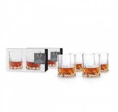 Viski Admiral 크리스탈 위스키 텀블러 4개 세트 - 프리미엄 크리스탈 클리어 주류 마시는 잔, 클래식 로우볼 칵테일 잔 선물 세트, 9온스