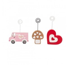 GENMOUS 발렌타인 데이 테이블 번호 홀더 장소 카드 홀더 3 개 세트, 나무 발렌타인 데이 테이블 메모 로그인 스탠드 홀더 결혼식 테이블 장식 파티 호의 선물