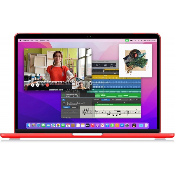 UESWILL MacBook Air와 호환 13.6인치 M2 케이스 2022 모델 A2681 with Liquid Retina Display Touch ID, 무광택 하드 케이스 커버 + 극세사 천, 빨간색 2022 MacBook Air M2 빨간색