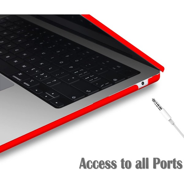 UESWILL MacBook Air와 호환 13.6인치 M2 케이스 2022 모델 A2681 with Liquid Retina Display Touch ID, 무광택 하드 케이스 커버 + 극세사 천, 빨간색 2022 MacBook Air M2 빨간색
