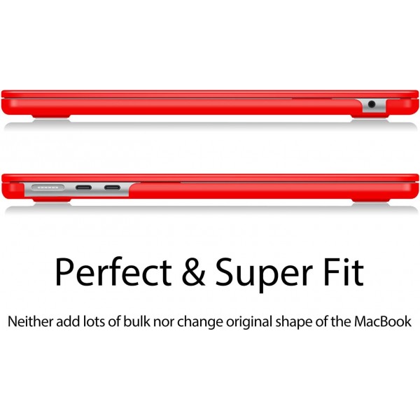 UESWILL MacBook Air와 호환 13.6인치 M2 케이스 2022 모델 A2681 with Liquid Retina Display Touch ID, 무광택 하드 케이스 커버 + 극세사 천, 빨간색 2022 MacBook Air M2 빨간색