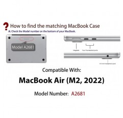 UESWILL MacBook Air와 호환 13.6인치 M2 케이스 2022 모델 A2681 with Liquid Retina Display Touch ID, 무광택 하드 케이스 커버 + 극세사 천, 빨간색 2022 MacBook Air M2 빨간색