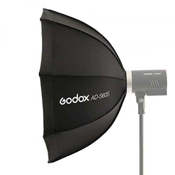 Godox AD-S60S 휴대용 소프트박스, 그리드가 있는 60cm/23.6인치 소프트 박스, AD400 Pro AD300 Pro 스트로브 플래시 및 ML60 ML60Bi ML60II Bi ML30 ML30Bi LED 조명용 Godox 마운트 소프트박