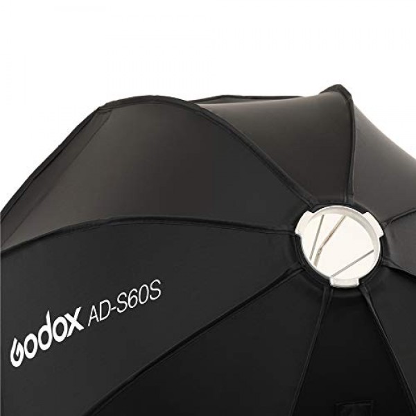 Godox AD-S60S 휴대용 소프트박스, 그리드가 있는 60cm/23.6인치 소프트 박스, AD400 Pro AD300 Pro 스트로브 플래시 및 ML60 ML60Bi ML60II Bi ML30 ML30Bi LED 조명용 Godox 마운트 소프트박