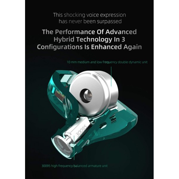 CCA KZ ZST X 인이어 헤드폰 1BA 1DD 유선 헤드폰 가수용 2핀 분리형 케이블이 있는 HiFi 인체 공학적 게임용 이어버드 마이크 ZSTX-Black이 장착된 Audiophile DJ