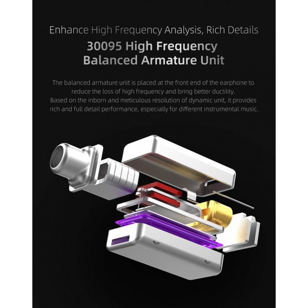 CCA KZ ZST X 인이어 헤드폰 1BA 1DD 유선 헤드폰 가수용 2핀 분리형 케이블이 있는 HiFi 인체 공학적 게임용 이어버드 마이크 ZSTX-Black이 장착된 Audiophile DJ