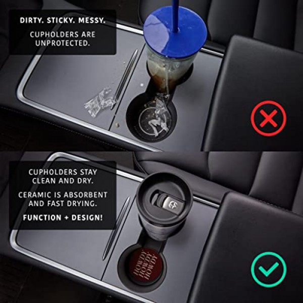 현대적 미니멀리스트 텍사스 마룬 하우디(Texas Maroon Howdy), Joyride 홈 데코, 세라믹 자동차 컵받침 2개, 2.65인치 원형 컵받침, 2개 세트, 차량 액세서리, 자동차 컵 홀더를 