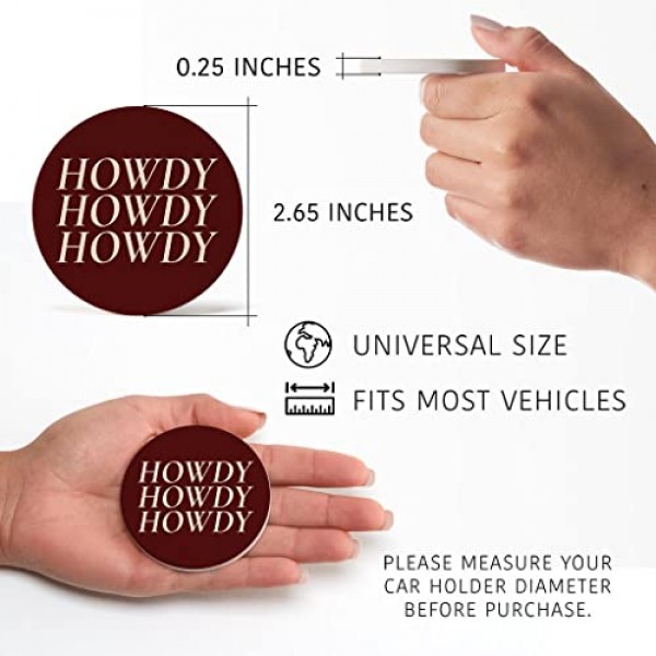 현대적 미니멀리스트 텍사스 마룬 하우디(Texas Maroon Howdy), Joyride 홈 데코, 세라믹 자동차 컵받침 2개, 2.65인치 원형 컵받침, 2개 세트, 차량 액세서리, 자동차 컵 홀더를 