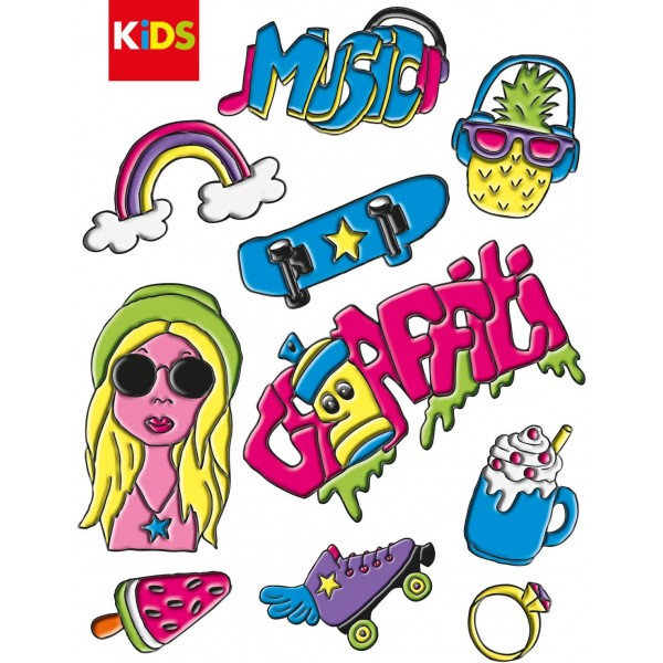 Marabu 0306000000101 - KiDS Window Color Party Set with 6x 80 ml 및 6x 25 ml 페인트, 10개의 컬러링 포일 및 4개의 컬러링 템플릿, 수성 윈도우 페인트, 부드러운 표면용, 어린이를 위한 