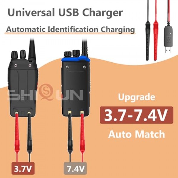 BF-F8HP 양방향 라디오 USB 충전기 워키 토키 배터리 용 범용 3.4V-7.4V 자동 일치 UV-5R UV-82 UV-82HP UV-82RT BF-888S (3.4V-7.4V) 배터리와 호환 가능
