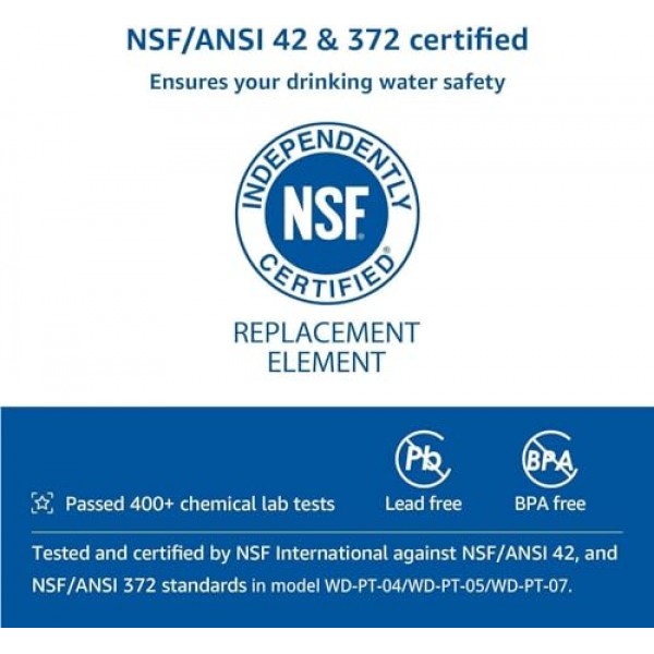 Waterdrop WD-PF-01A Plus 모든 물방울 디스펜서 여과 시스템용 NSF 인증 교체 필터, PFAS, PFOA/PFOS, 염소 감소, 최대 2개월 또는 200갤런(2팩) 지속