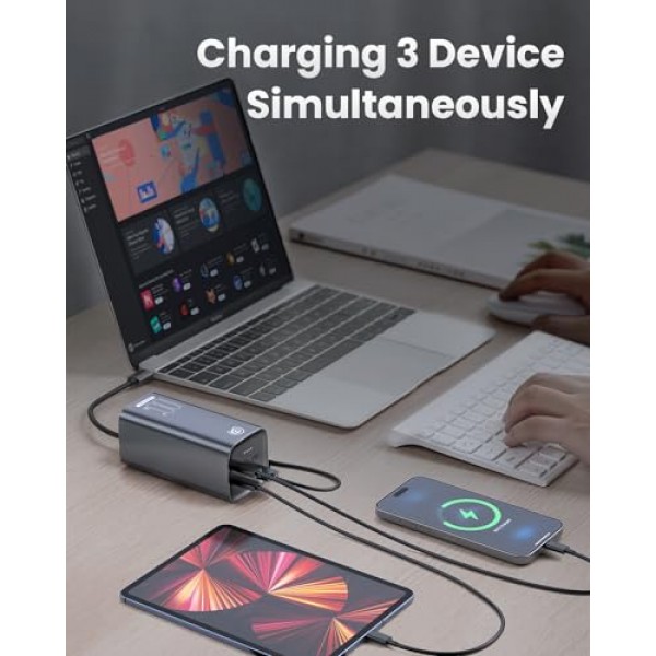 POWERΛDD PRO 20000mAh 휴대용 충전기, 노트북, MacBook Air, Dell, iPad, iPhone, Samsung Galaxy, Switch 등을 위한 100W 노트북 전원 은행 USB C PD3.0 QC4.0 고속 충전 배터리 팩