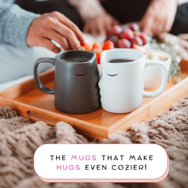 키스 커플 머그잔 세트 - 기념일, 결혼식, 약혼 또는 집들이용 - 귀엽고 독특하고 로맨틱한 세라믹 커피 컵 선물 - 남편, 아내, 여자친구, 남자친구를 위한 선물