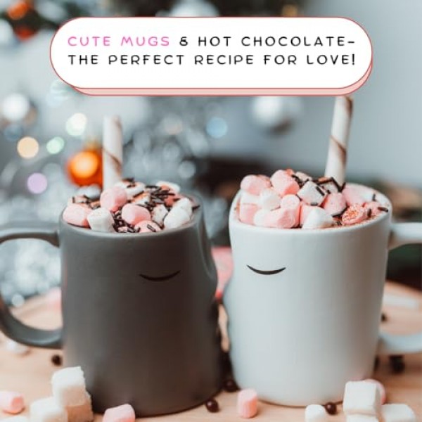 키스 커플 머그잔 세트 - 기념일, 결혼식, 약혼 또는 집들이용 - 귀엽고 독특하고 로맨틱한 세라믹 커피 컵 선물 - 남편, 아내, 여자친구, 남자친구를 위한 선물