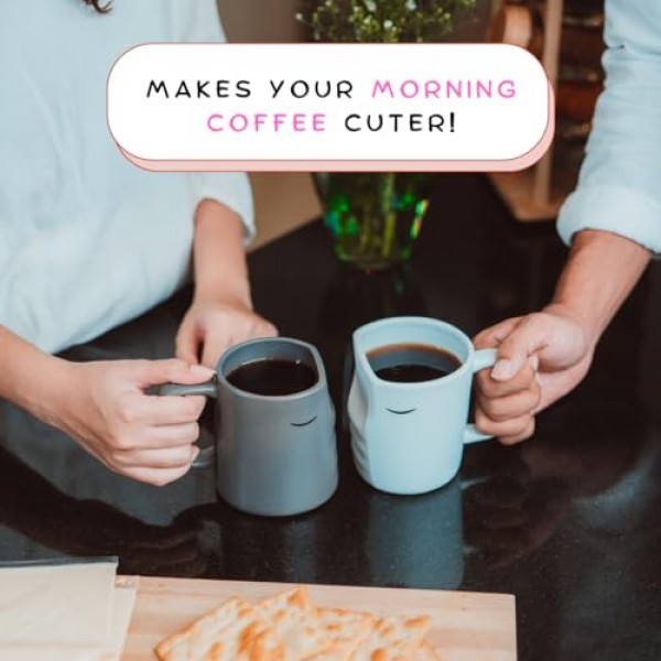 키스 커플 머그잔 세트 - 기념일, 결혼식, 약혼 또는 집들이용 - 귀엽고 독특하고 로맨틱한 세라믹 커피 컵 선물 - 남편, 아내, 여자친구, 남자친구를 위한 선물