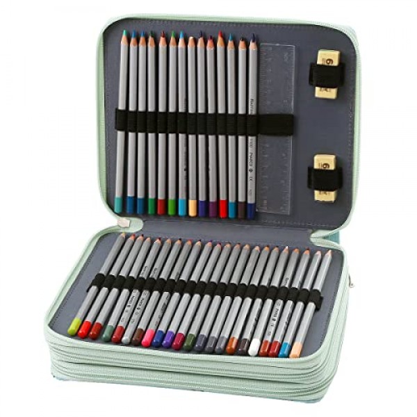 Lbxgap 휴대용 컬러 120 슬롯 연필 케이스 주최자, Prismacolor 수채화 연필, Crayola 컬러 연필, 마르코 연필 용 인쇄 패턴 포함