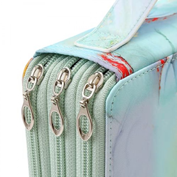 Lbxgap 휴대용 컬러 120 슬롯 연필 케이스 주최자, Prismacolor 수채화 연필, Crayola 컬러 연필, 마르코 연필 용 인쇄 패턴 포함