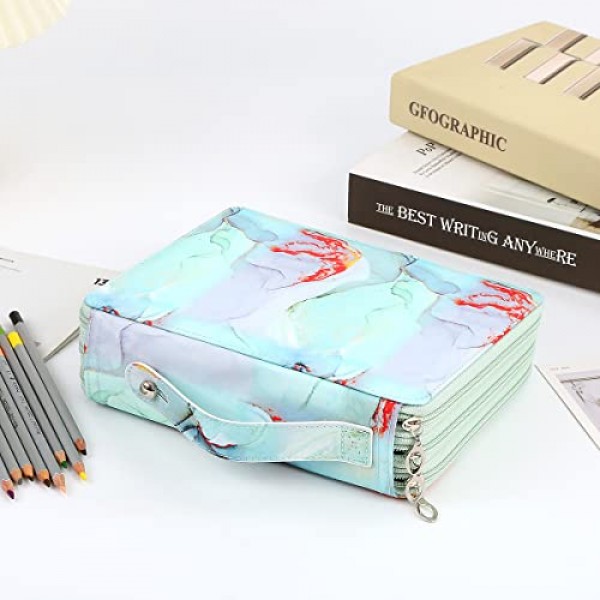 Lbxgap 휴대용 컬러 120 슬롯 연필 케이스 주최자, Prismacolor 수채화 연필, Crayola 컬러 연필, 마르코 연필 용 인쇄 패턴 포함