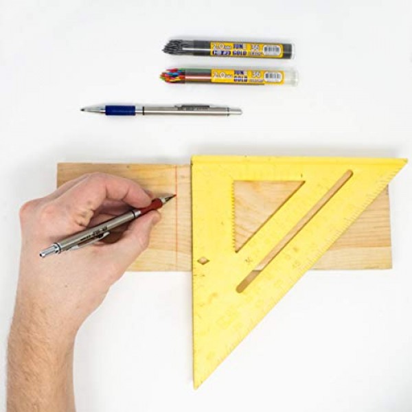 June Gold 36 블랙(Raven #108) 컬러 2.0mm(흑연 아님) 납 리필, 대용량 사용을 위한 굵은 두께, 편리한 디스펜서로 파손 방지