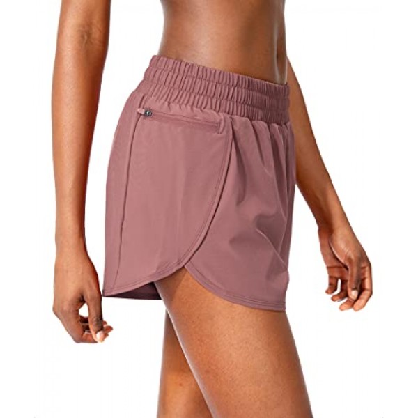 지퍼 포켓이 있는 Soothfeel 여성용 러닝 반바지 라이너가 있는 여성용 하이 웨이스트 운동 체육관 운동 반바지