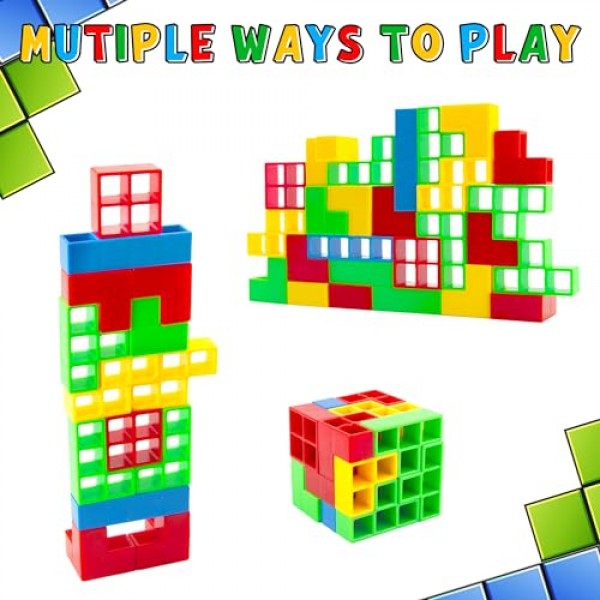 LUYITOM 48 PCS 테트라 타워 게임 스택 공격 장난감 빌딩 퍼즐 보드 게임 어린이를위한 선물 성인, 균형 스태킹 장난감은 가족 파티 게임에 완벽한 사고 인내심을 개발합