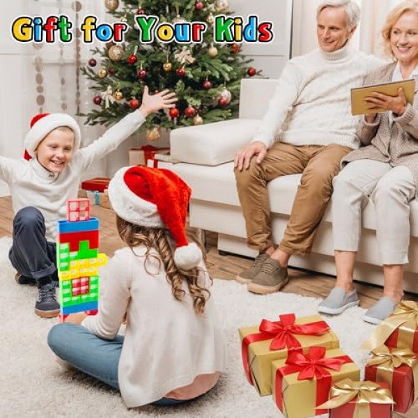 LUYITOM 48 PCS 테트라 타워 게임 스택 공격 장난감 빌딩 퍼즐 보드 게임 어린이를위한 선물 성인, 균형 스태킹 장난감은 가족 파티 게임에 완벽한 사고 인내심을 개발합